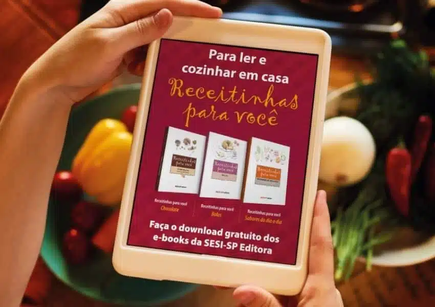 Capa dos e-books gratuitos de culinária da SESI-SP Editora disponíveis durante a quarentena