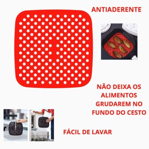 Tapete Protetor de Silicone Antiaderente para Air Fryer - Imagem 3