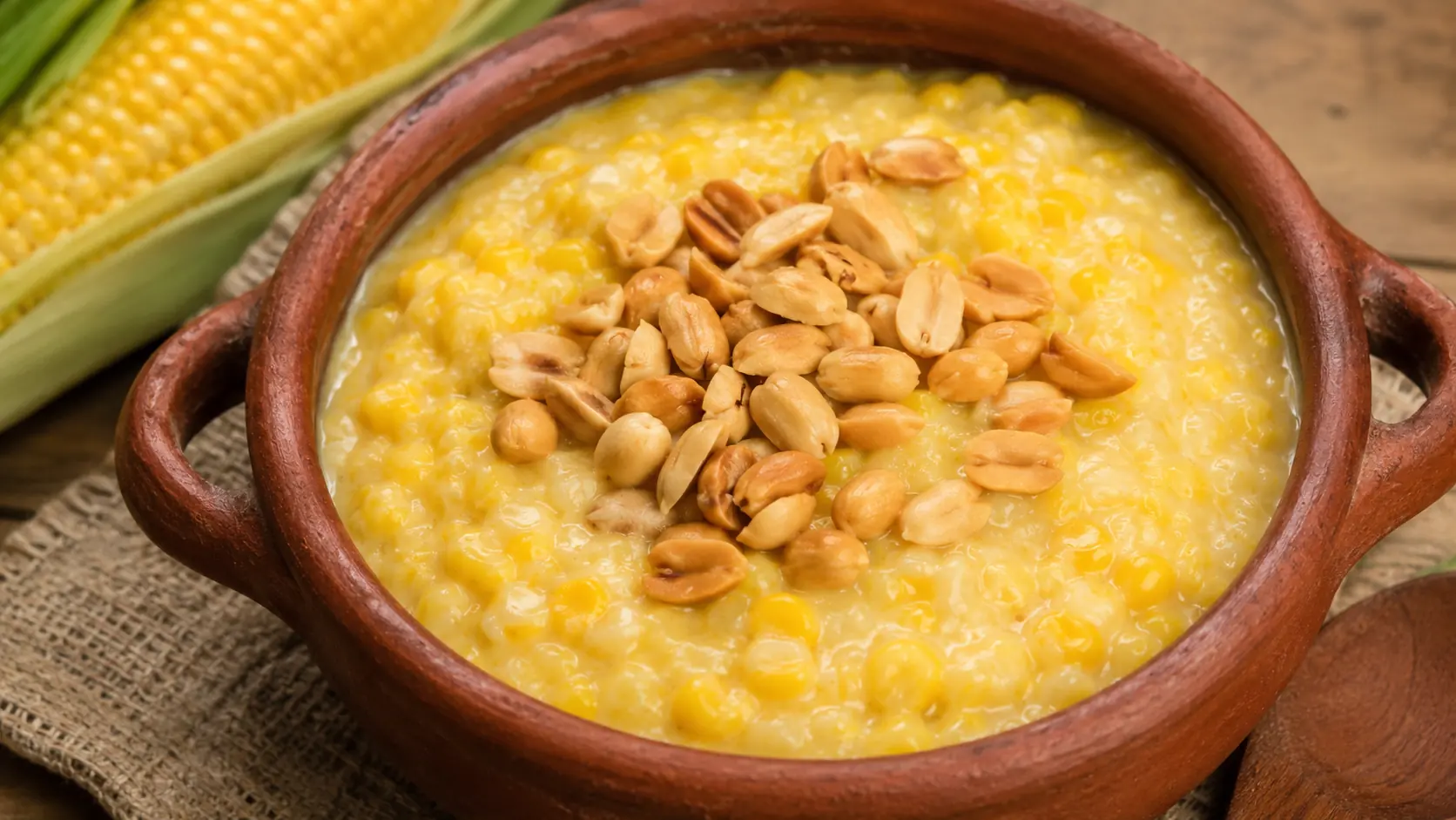 Canjica Tradicional com Coco e Amendoim